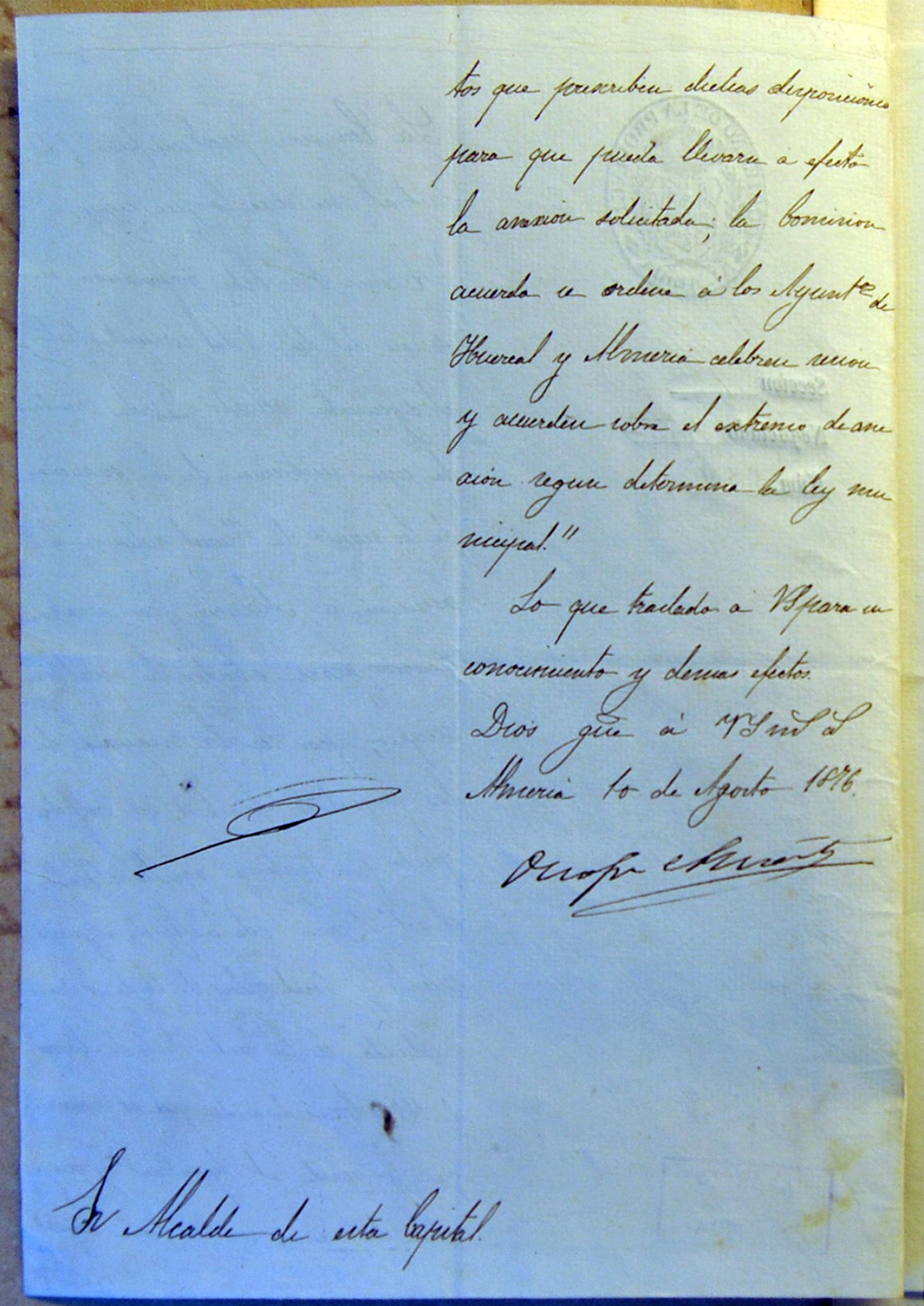 La anexión a Almería de 1876