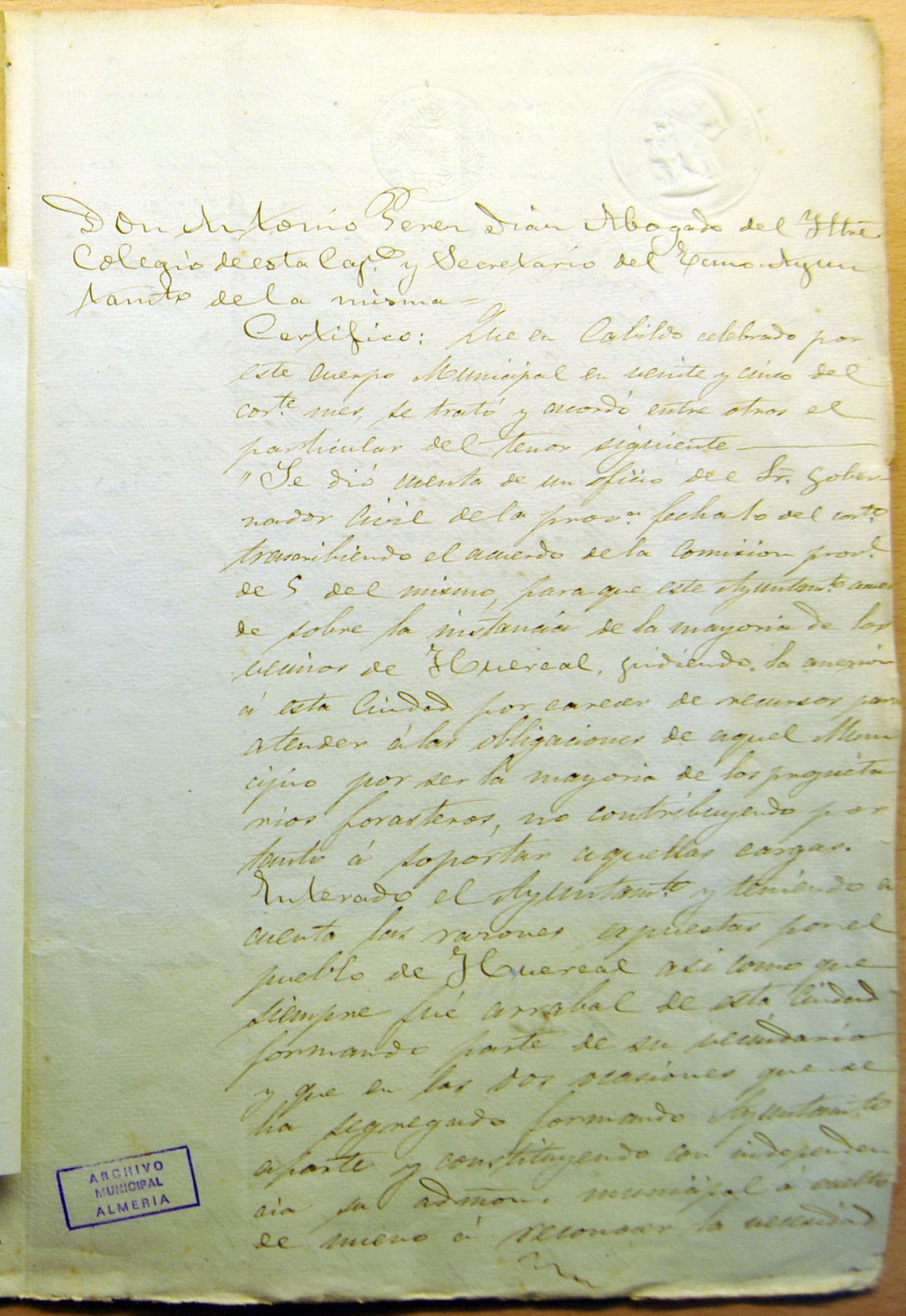 La anexión a Almería de 1876