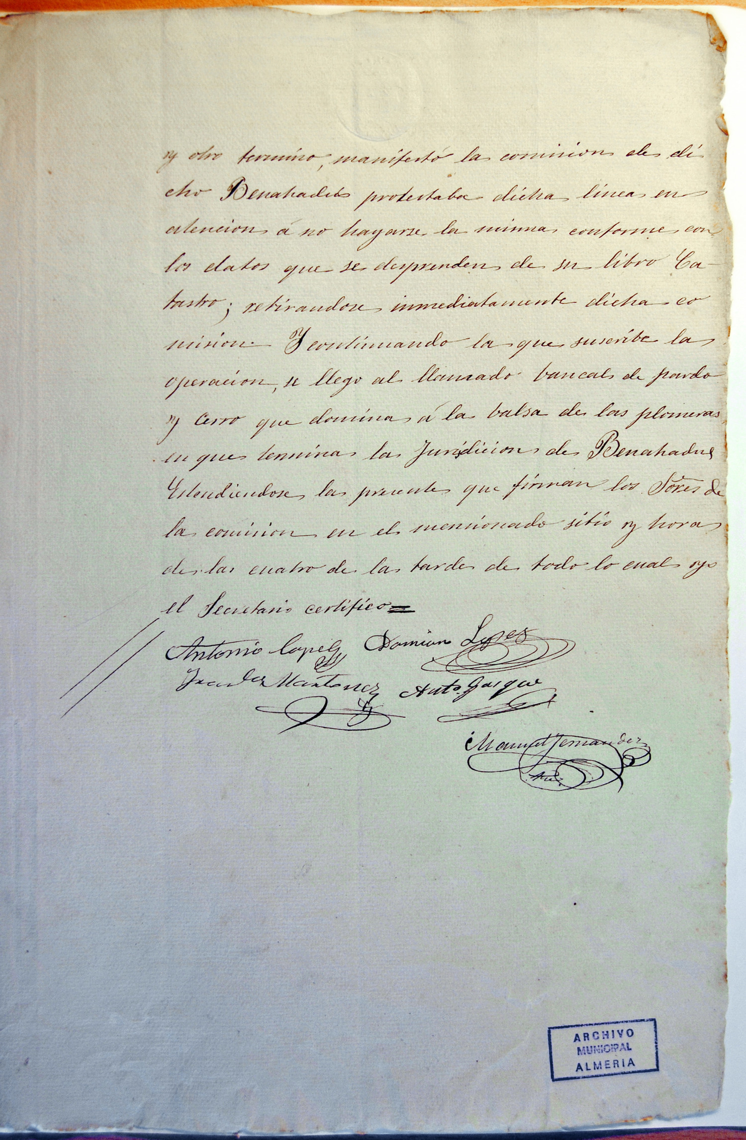 Deslinde del término de Huércal con el de Benahadux