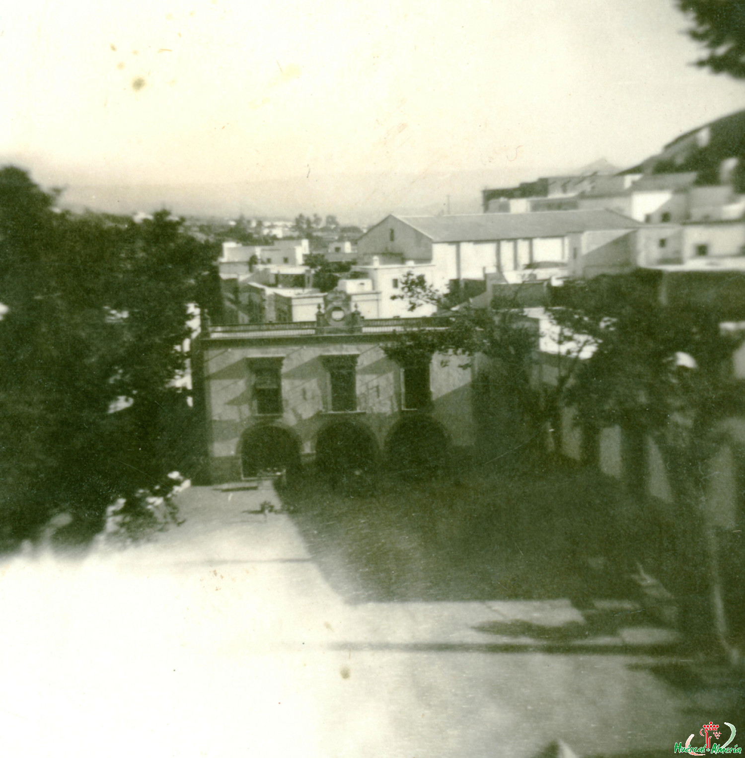 Vista de la Plaza de Huércal desde el techo de la iglesia. 1956